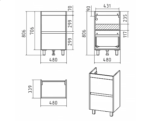 Заказать Алиса - 50 тумба 1 ящ. напольная белая эмаль в магазине сантехники Santeh-Crystal.ru
