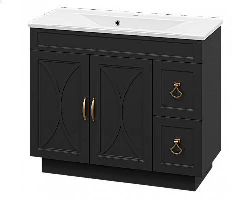 Купить Амбра -100 Тумба черная матовая с 2 ящ. в магазине сантехники Santeh-Crystal.ru