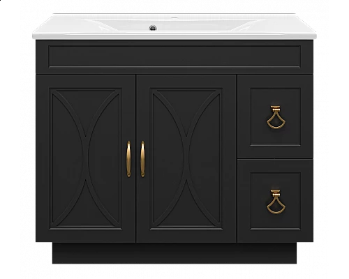 Купить Амбра -100 Тумба черная матовая с 2 ящ. в магазине сантехники Santeh-Crystal.ru