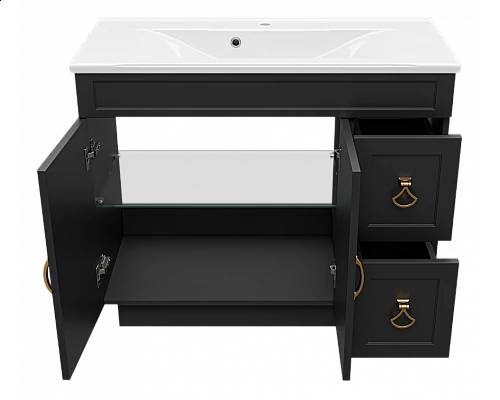 Купить Амбра -100 Тумба черная матовая с 2 ящ. в магазине сантехники Santeh-Crystal.ru