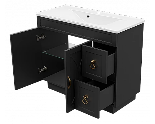 Купить Амбра -100 Тумба черная матовая с 2 ящ. в магазине сантехники Santeh-Crystal.ru
