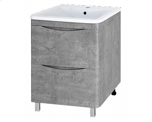 Купить Атлантик -100 Тумба напольная  с 2 ящ. закруг. края серый камень в магазине сантехники Santeh-Crystal.ru