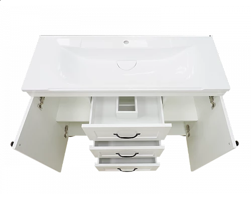 Заказать Дуэт - 120 Тумба белая матовая с 3 ящ. в магазине сантехники Santeh-Crystal.ru