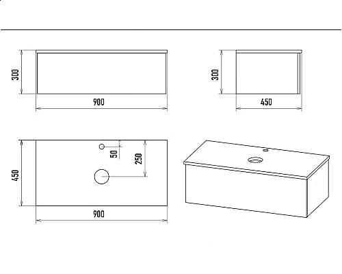 Заказать Ива - 90 Тумба подвесная Графит пленка 1 ящ в магазине сантехники Santeh-Crystal.ru