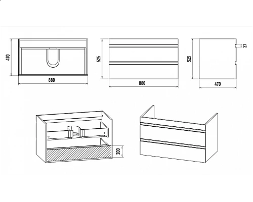 Приобрести Ингрид - 90 Тумба подвесная с 2 ящ.эмаль в магазине сантехники Santeh-Crystal.ru