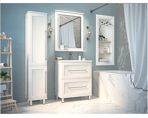 Купить Марта - 80 Тумба напольная 2 ящ. белая эмаль (глянец) в магазине сантехники Santeh-Crystal.ru