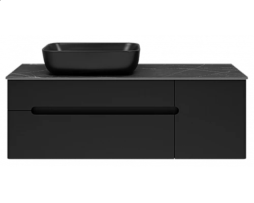 Купить Роял -120 Тумба подвесная с 2 ящ. 1 дв. черный в магазине сантехники Santeh-Crystal.ru