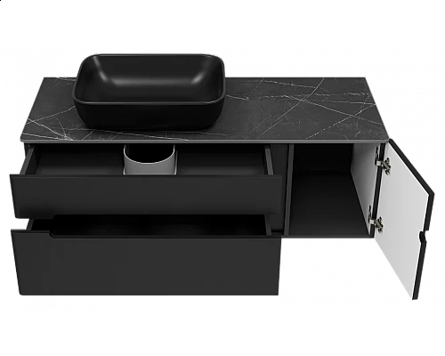 Купить Роял -120 Тумба подвесная с 2 ящ. 1 дв. черный в магазине сантехники Santeh-Crystal.ru