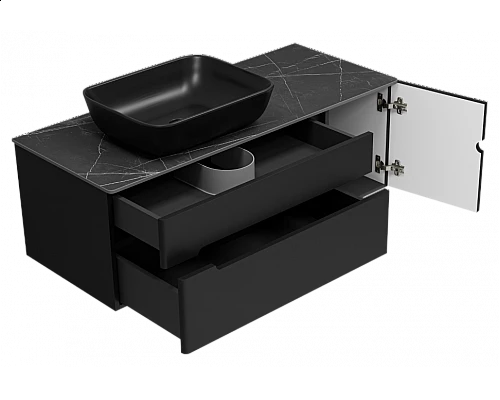 Купить Роял -120 Тумба подвесная с 2 ящ. 1 дв. черный в магазине сантехники Santeh-Crystal.ru