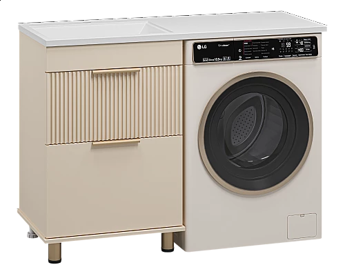 Приобрести ENFIDA - 60 Тумба напольная 2 ящ. под стир. машину, бежевая мат. эмаль (Энфида) в магазине сантехники Santeh-Crystal.ru