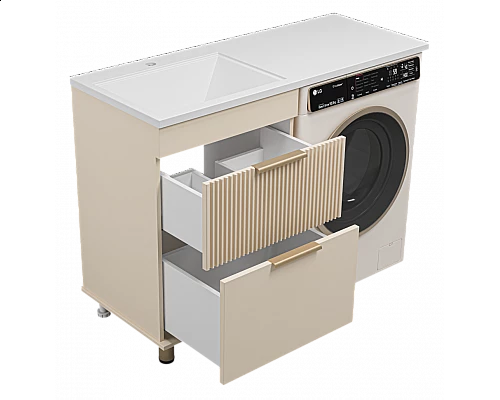 Приобрести ENFIDA - 60 Тумба напольная 2 ящ. под стир. машину, бежевая мат. эмаль (Энфида) в магазине сантехники Santeh-Crystal.ru