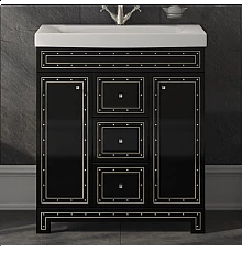 Bella - 75 Тумба с 3 ящ. черная с кристаллами