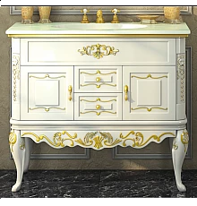 Bianco - 90 Тумба с 2 ящ. беж сусальное золото