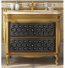 Bogema -100 Тумба с 2 ящ. черная кожа золото