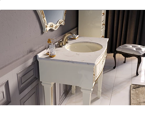 Купить Tiffany - 100 Тумба на ножках бел. сусальное золото в магазине сантехники Santeh-Crystal.ru