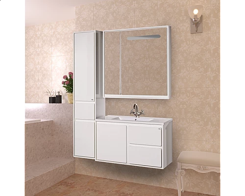 Заказать Барселона - 90 Тумба подвесная с 3 ящ. белая эмаль в магазине сантехники Santeh-Crystal.ru