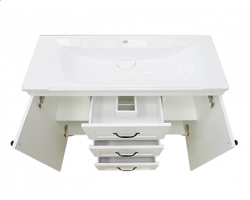 Заказать Дуэт - 120 Тумба белая матовая с 3 ящ. в магазине сантехники Santeh-Crystal.ru