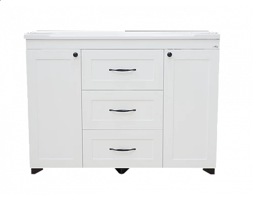 Заказать Дуэт - 120 Тумба белая матовая с 3 ящ. в магазине сантехники Santeh-Crystal.ru