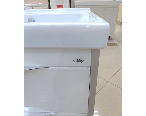 Купить Фест - 80 Тумба 2 ящ. Белая эмаль Стекло в магазине сантехники Santeh-Crystal.ru