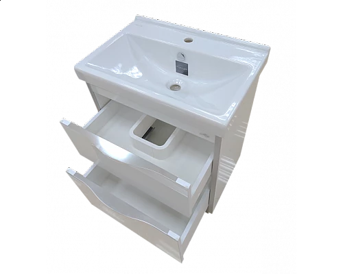 Купить Фест - 80 Тумба 2 ящ. Белая эмаль Стекло в магазине сантехники Santeh-Crystal.ru
