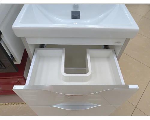 Купить Фест - 80 Тумба 2 ящ. Белая эмаль Стекло в магазине сантехники Santeh-Crystal.ru