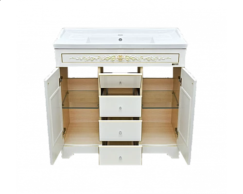Заказать Milano - 80 Тумба с 4 ящиками бел.патина/декор в магазине сантехники Santeh-Crystal.ru