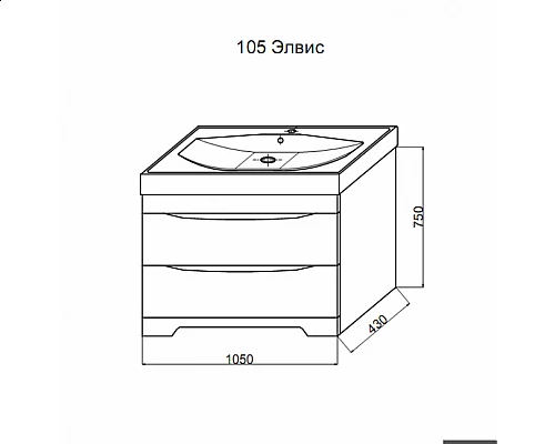 Заказать Элвис -105 Тумба напольная с 2 ящ. белая эмаль в магазине сантехники Santeh-Crystal.ru