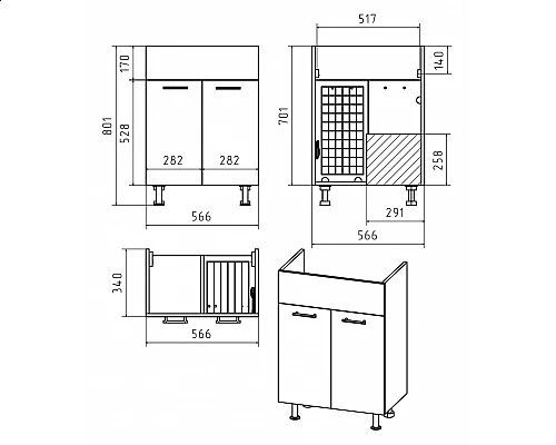 Приобрести Классик - 60 Тумба прямая Б/К / раковина в магазине сантехники Santeh-Crystal.ru