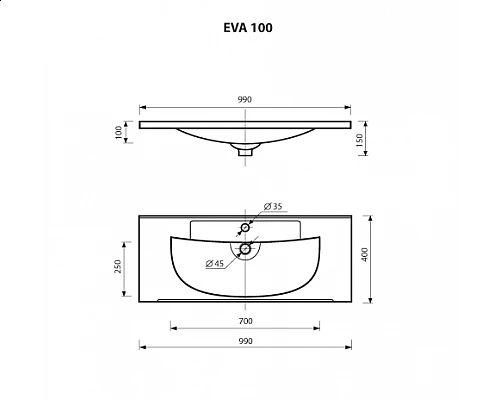 Купить Марта -100 Тумба подвесная цинк / раковина в магазине сантехники Santeh-Crystal.ru