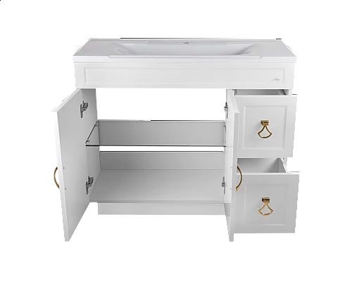 Приобрести Амбра -100 тумба белая с 2 ящ. / раковина в магазине сантехники Santeh-Crystal.ru