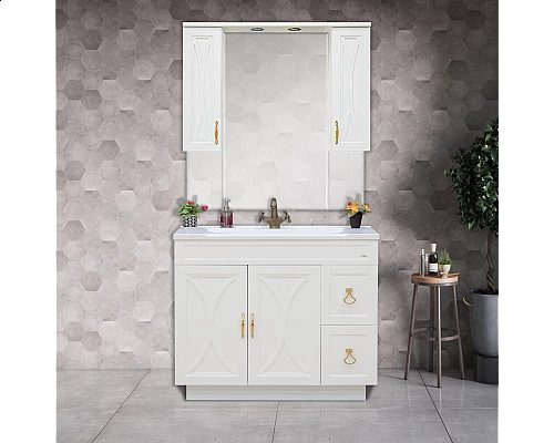 Приобрести Амбра -100 тумба белая с 2 ящ. / раковина в магазине сантехники Santeh-Crystal.ru