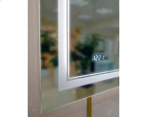 Заказать 2 Неон - Зеркало LED  600х800 сенсор на зеркале / часы (двойная подсветка) в магазине сантехники Santeh-Crystal.ru