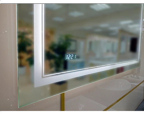 Заказать 2 Неон - Зеркало LED 1200х800 сенсор на зеркале / часы (двойная подсветка) в магазине сантехники Santeh-Crystal.ru