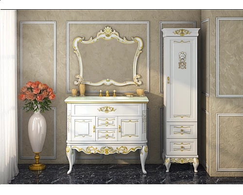 Купить Bianco - 80 Зеркало бежевое сусальное золото в магазине сантехники Santeh-Crystal.ru