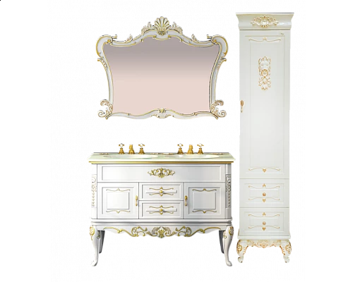 Заказать Bianco -100 Зеркало белое сусальное золото в магазине сантехники Santeh-Crystal.ru