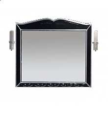Анжелика -100 Зеркало черное  сусальное серебро со светильниками