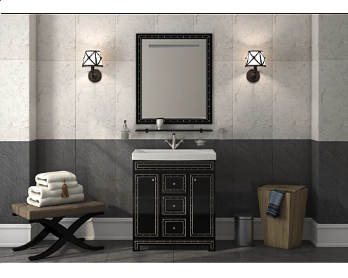 Приобрести Bella - 75 Зеркало черное с кристаллами в магазине сантехники Santeh-Crystal.ru