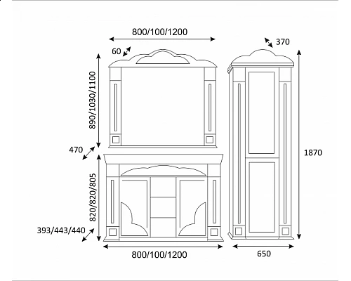 Купить Барокко - 80 Зеркало бежевое патина в магазине сантехники Santeh-Crystal.ru