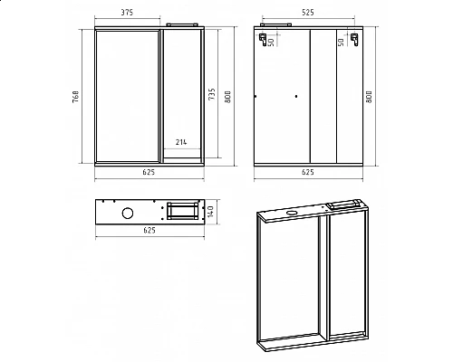 Приобрести BALATON - 65 Зеркало-шкаф правый, комбинированный в магазине сантехники Santeh-Crystal.ru