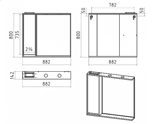 Приобрести BALATON - 90 Зеркало-шкаф левый, белый в магазине сантехники Santeh-Crystal.ru