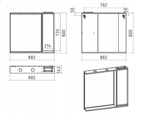 Купить BALATON - 90 Зеркало-шкаф правый, белый в магазине сантехники Santeh-Crystal.ru
