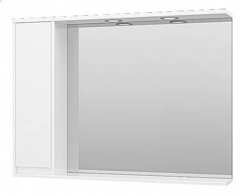 Приобрести Алиса -100 Зеркало белое с 1 шкафчиком левое в магазине сантехники Santeh-Crystal.ru