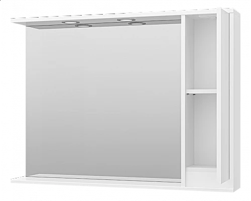 Приобрести Алиса -100 Зеркало белое с 1 шкафчиком правое в магазине сантехники Santeh-Crystal.ru