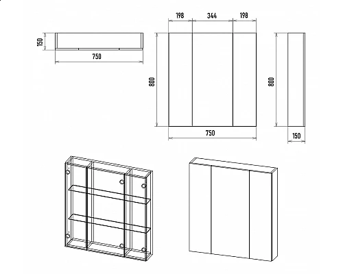 Приобрести Аура - 75 Зеркало-шкаф в магазине сантехники Santeh-Crystal.ru