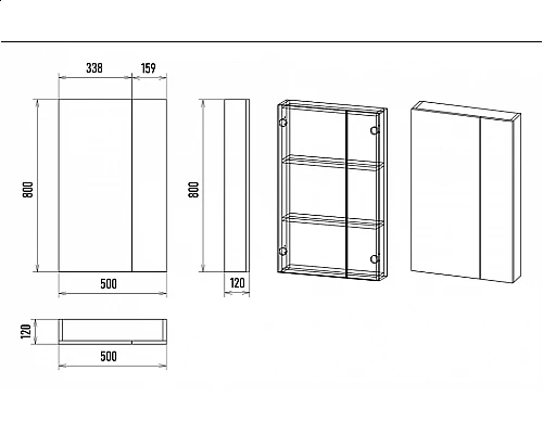 Приобрести Балтика - 50 Зеркало-шкаф без света в магазине сантехники Santeh-Crystal.ru