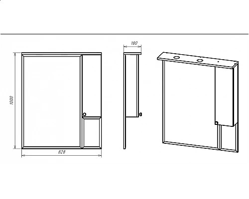 Приобрести Латте - 85 Зеркало-шкаф прав. белая эмаль в магазине сантехники Santeh-Crystal.ru