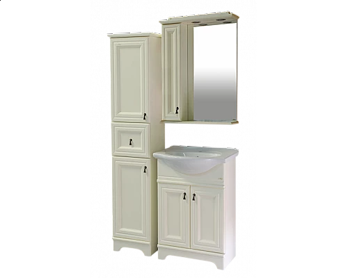 Купить Лувр - 60 Зеркало со шкафчиком, лев., слоновая кость в магазине сантехники Santeh-Crystal.ru