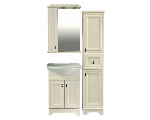 Купить Лувр - 60 Зеркало со шкафчиком, лев., слоновая кость в магазине сантехники Santeh-Crystal.ru