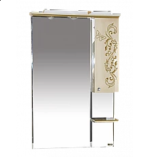 Бабочка - 75  Зеркало-шкаф прав.(свет) бежевое патина