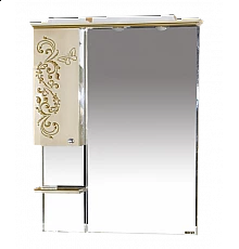 Бабочка - 90 Зеркало-шкаф лев.(свет) бежевое патина